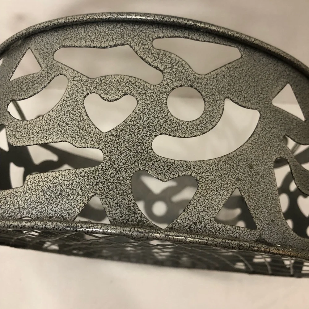 Metal Tray Basket With Handles 10”  Wide Home Decorative Accent
